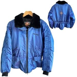 Vintage Polaris Snowmobile Jacket Womens XL Iridescent Purple Blue Bomber Retro